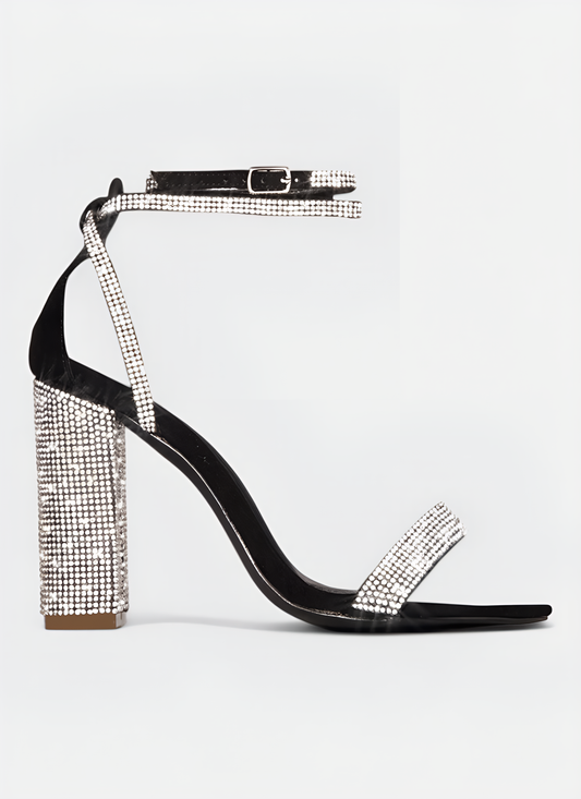 RHINESTONE CHUNKY HIGH HEELS