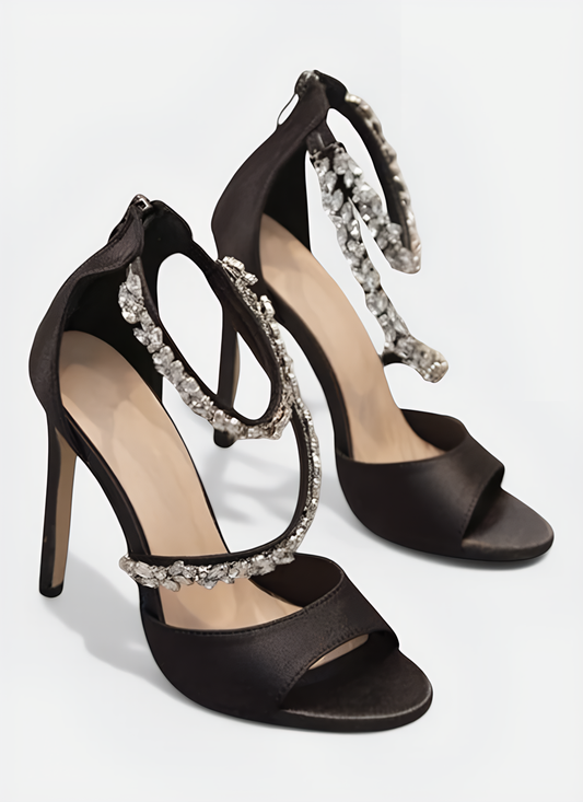 INLAY STONE POINTED HIGH HEELS